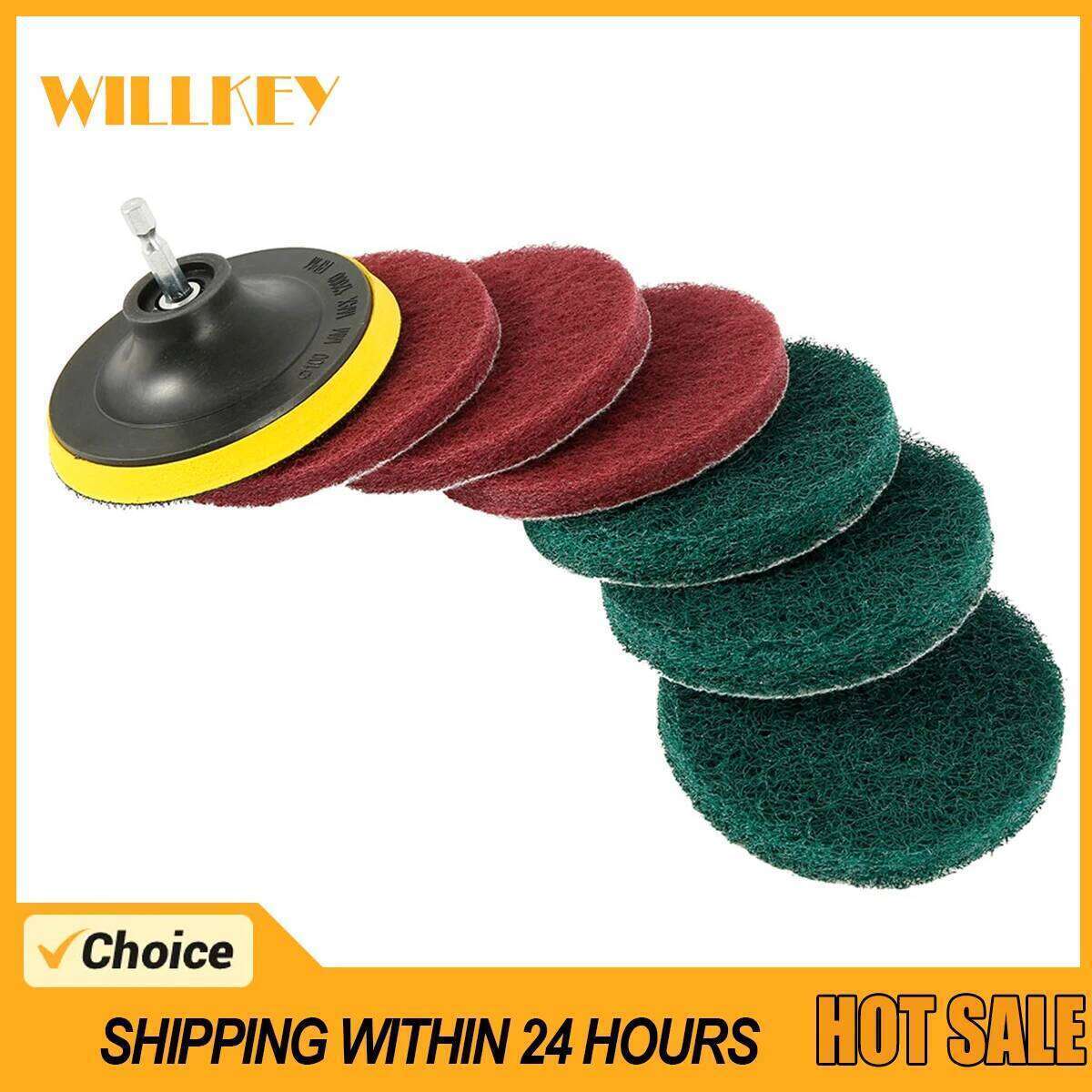 4 Inch Drill Power Brush Tile Scrubber Scouring Pads Kit Household Cleaning Tool for Bathroom Floor Tub Polishing Pad