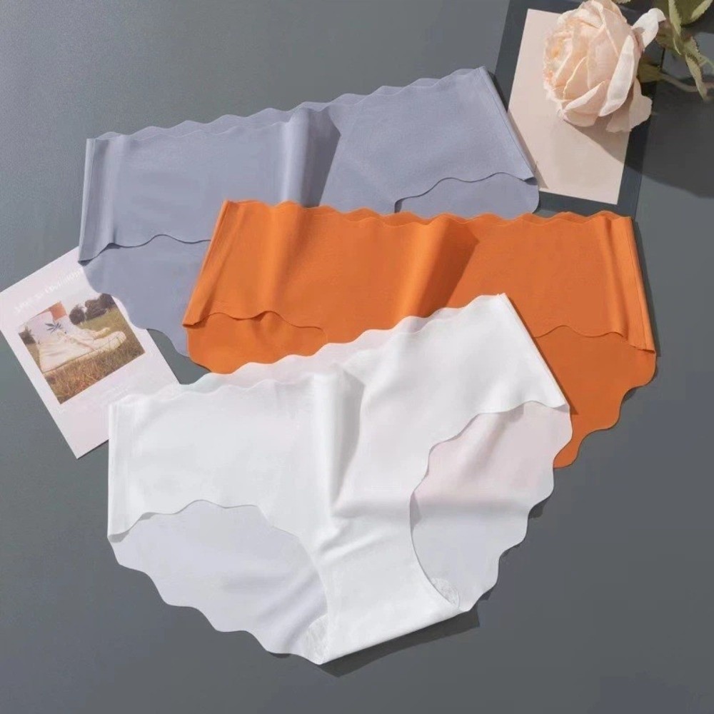 Comfortable Satin Silk Lace Flower Briefs Mesh Seamless Ice Silk Panties Breathable Ultra-thin Women's Underwear Girl