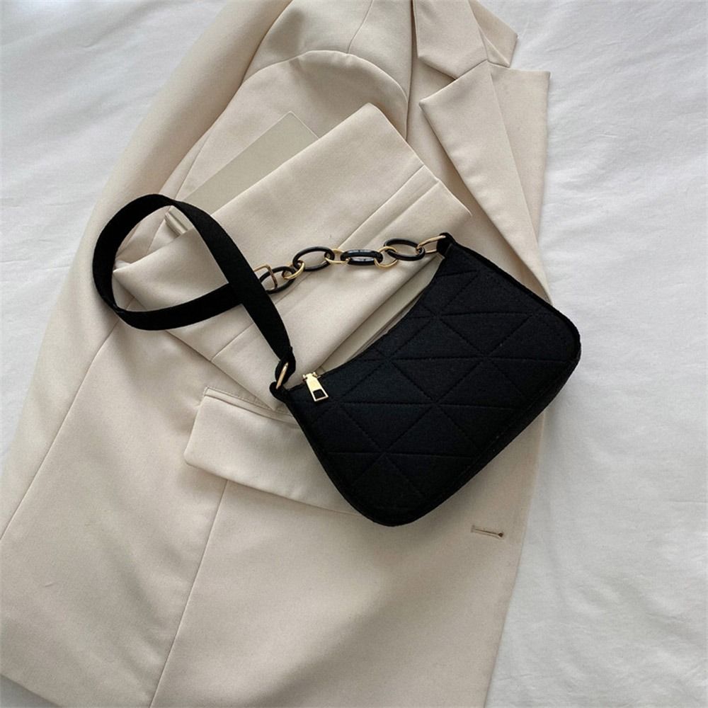 【High Cost-Performance】 Fashion Felt Shoulder Bag Mini Casual Tote Bag Solid Color Lightweight Handbag Women Girls