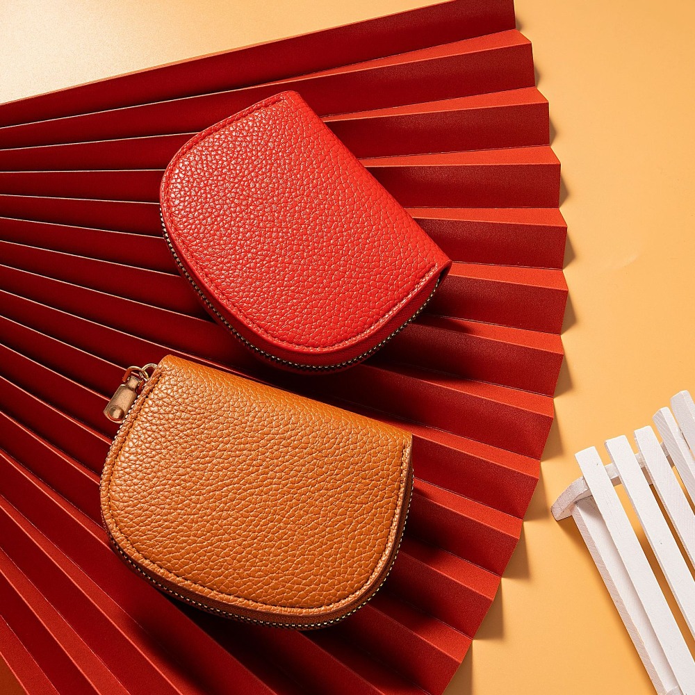New PU Card Bag Small Shell Shape Semi Round Bag Multiple Card Slots Unisex Card Pocket