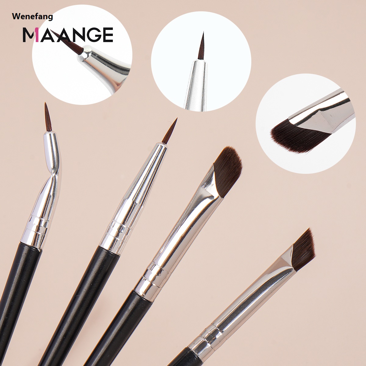 Wenefang MAANGE 4PCS Professional Eye Makeup Brush Set Eyeshaow Eyeliner Brushes Blending Portable Eyebrow Brush Cosmetic Makeup Tools