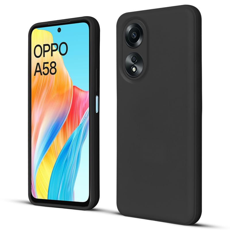 Back Cover for Oppo A58 4G Back Cover Case - Black Silicon