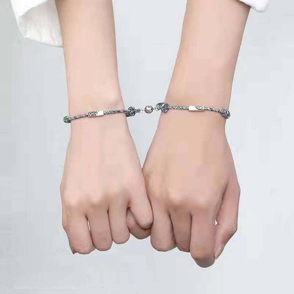 2pcs/Set Fashion Clasp Men Love Chain Magnetic Coupling Infinite Women Bracelet