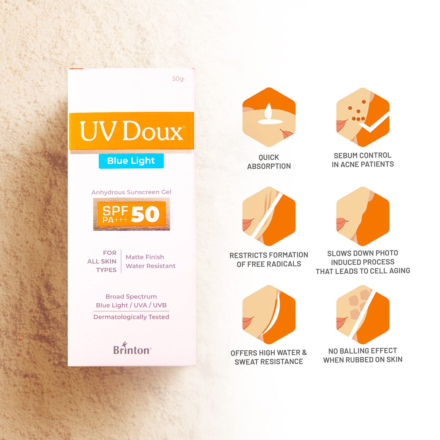 Uv Doux Spf-50 Sunscreen Blue Light Gel