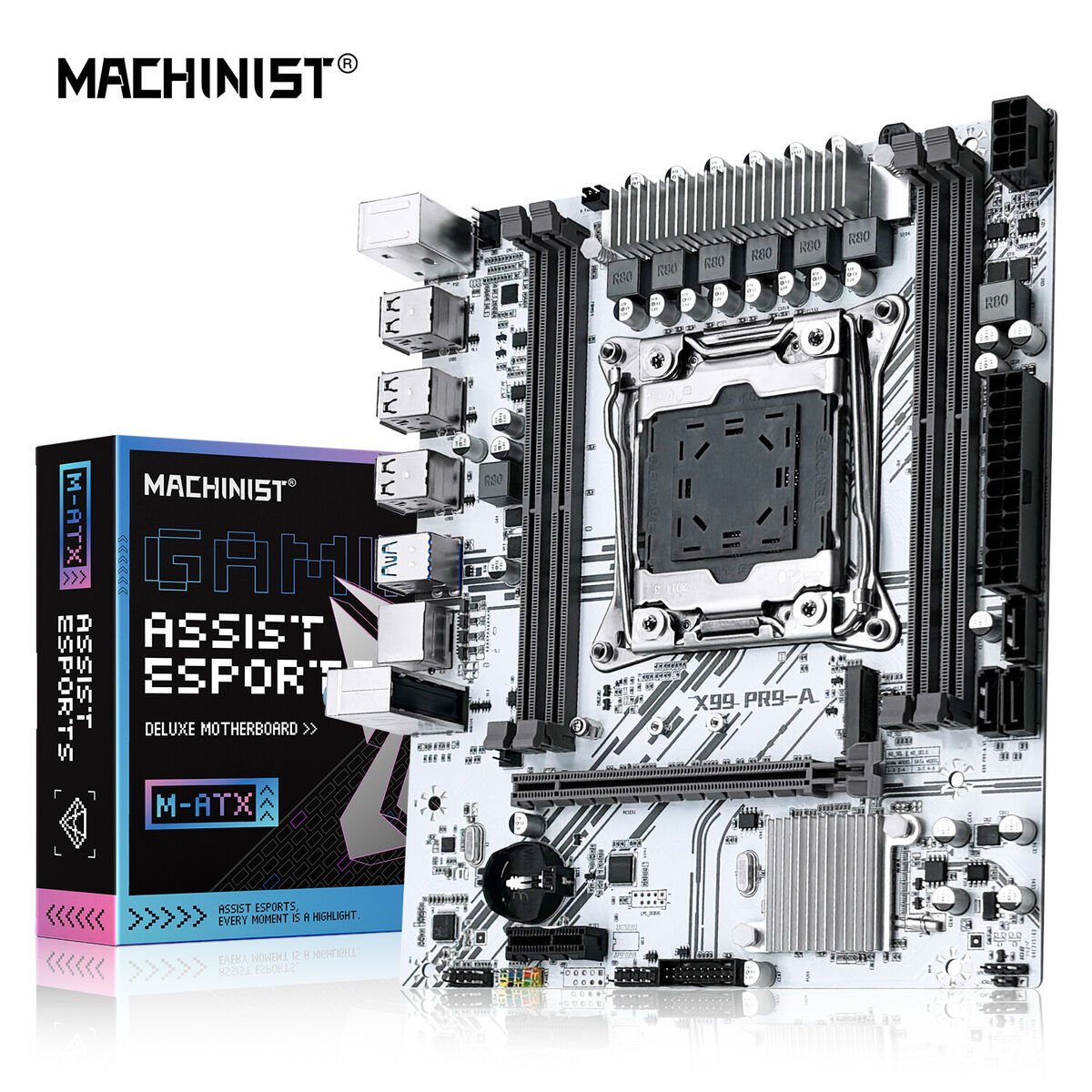 Machinist X99 PR9-A Motherboard LGA 2011-3 White DDR4 SATA/NVME M.2