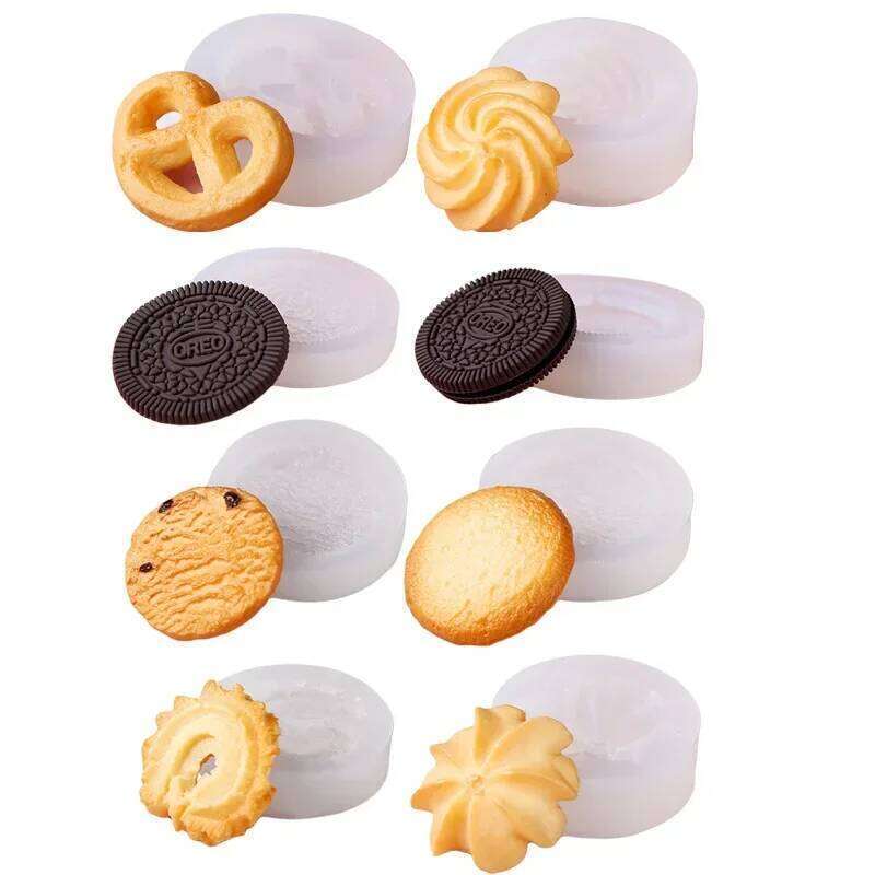 DIY Mini Cream-filled Cookies Design Silicone Mold Handmade Fondant Biscuits Mould Cake Decorating Tools Baking Accessories