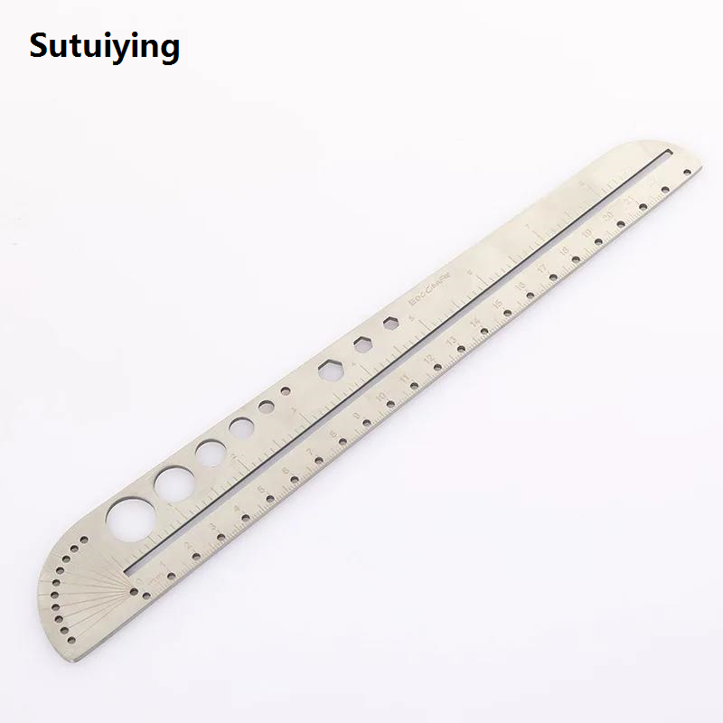 Sutuiying Multifunctional Stainless Steel Angle Protractor Measuring 2025 New Tool Office Compass Protractor Hexagonal EDC Outdoor Tool