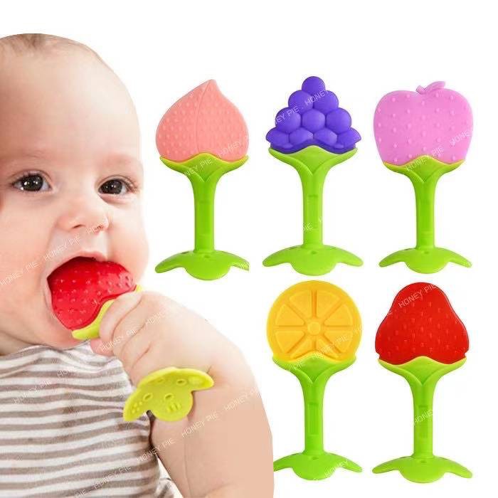 Mumlove Baby Teether Fruit Tooth Glue Food Grade Silicone Soft Teether Molar Stick