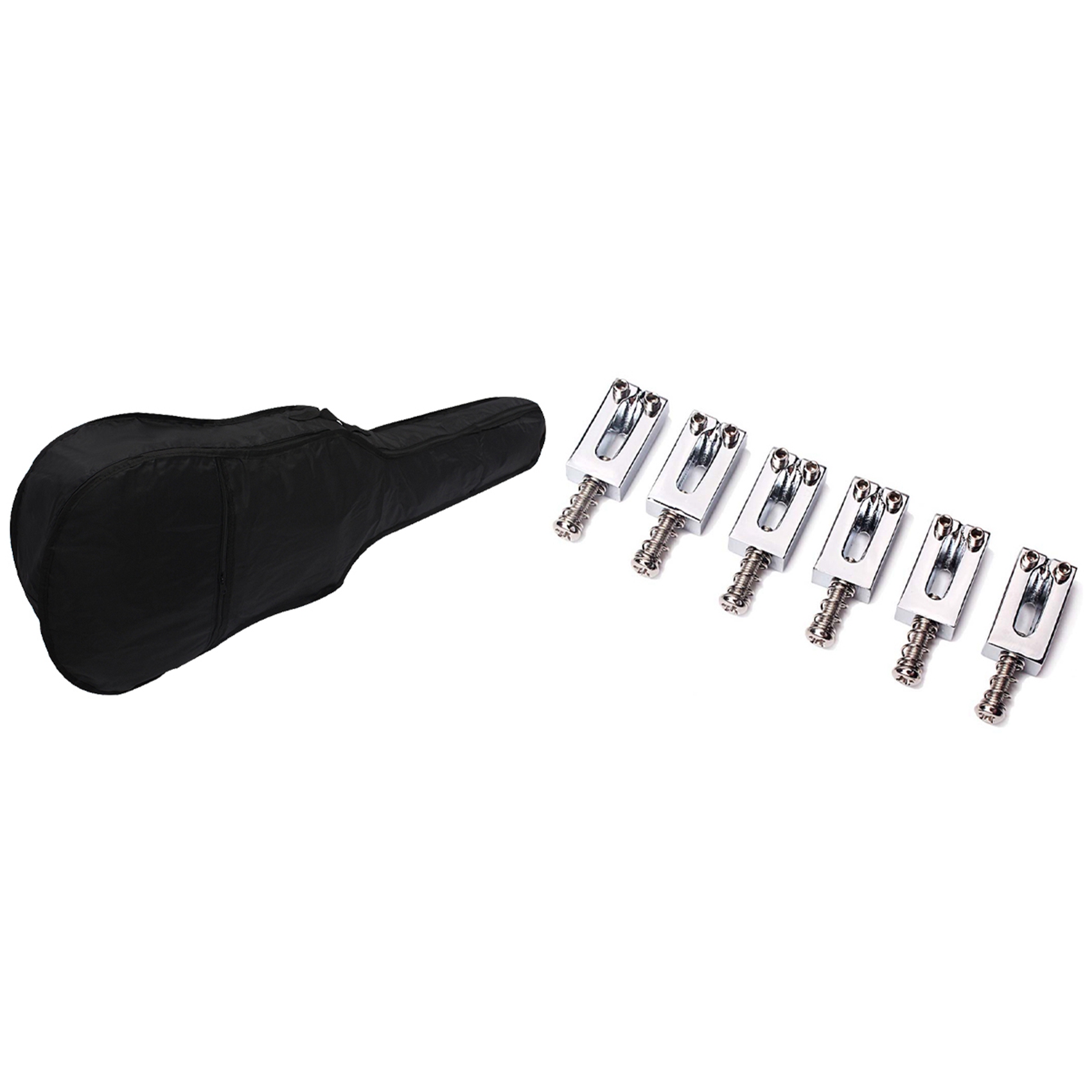FORIDE 6 Pcs Electric Guitar Bridge Saddles Flat & 1 Pcs 38Inch Guitar Bag Oxford Cloth Shoulder Gig Bag