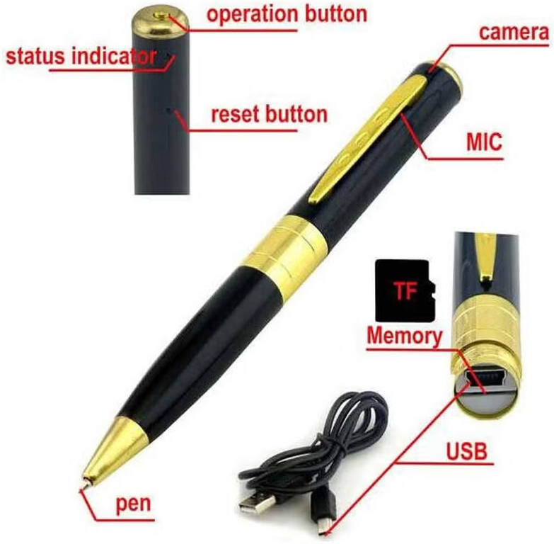 Hidden S=py Pen Camera HD 1080P Portable Digital Video Recorder with Photo Taking, USB Port Covert Cam, Wireless Mini DV Cam Multifunction Ink Pen Camcorder for Conference and Home (Video Only)