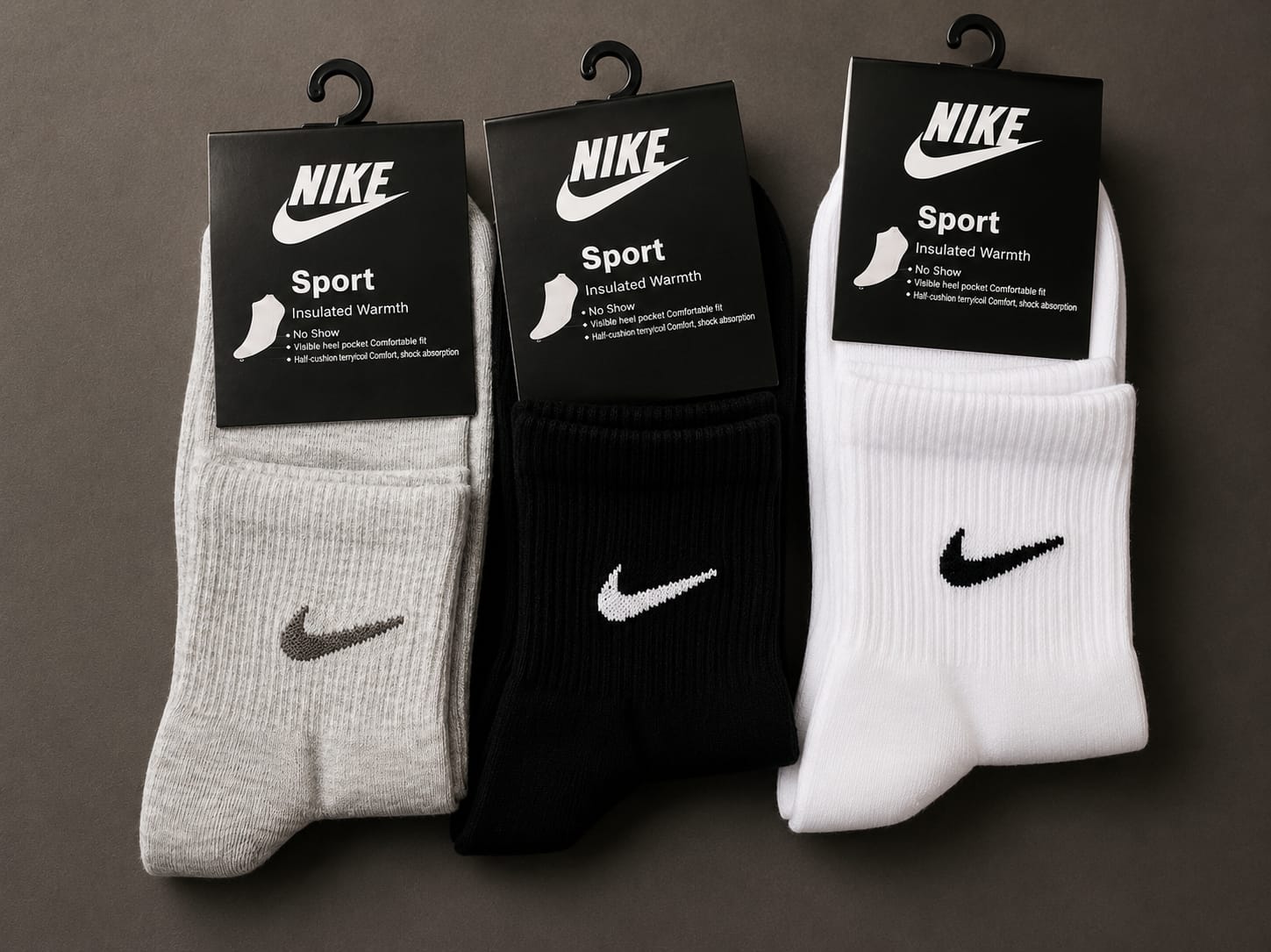 Pack of 3 Unisex Sport Ankle Socks | Insulated Warmth & Half-Cushion Terry | Grey/Navy/White | Breathable Athletic Sock | Single Pair For Men and Women