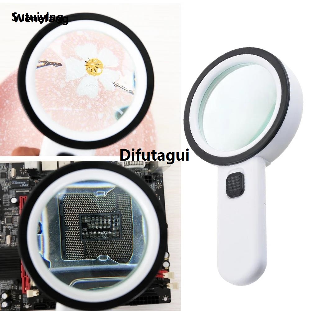 Difutagui Wenefang Sutuiying 30X Lighted Magnifier Handheld Double Glass Lens Magnifier 12 LED Bargain price 【2025 Luxury Version】 Light Light-Up Magnifying Lens for Reading Book/Newspaper/Map