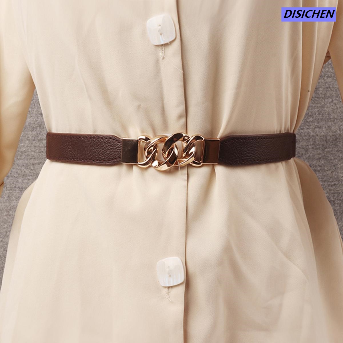 DISICHEN 【Bestselling Product】 3 Colors Chain Belt Elastic Waist Belts For Women Ladies Coat Waistband