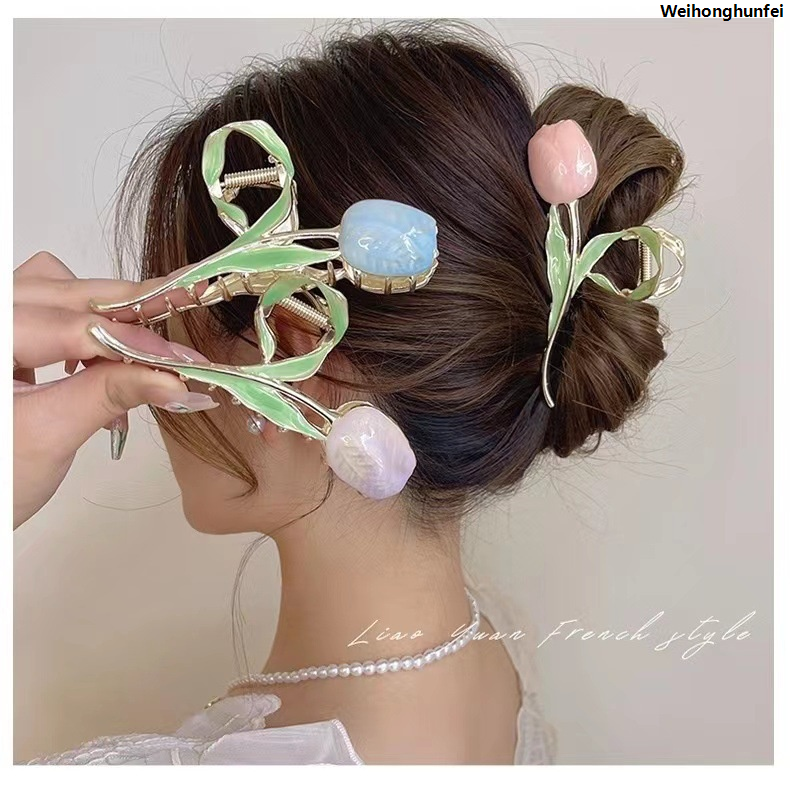 WeihonghunfeiSales promotion Dincior Ins Girl New 2023 Gentle Tulip Hair Clip Enamel Hair Clips Hair Pin for Women Girls Hair Extension Clamp Hair Accessory