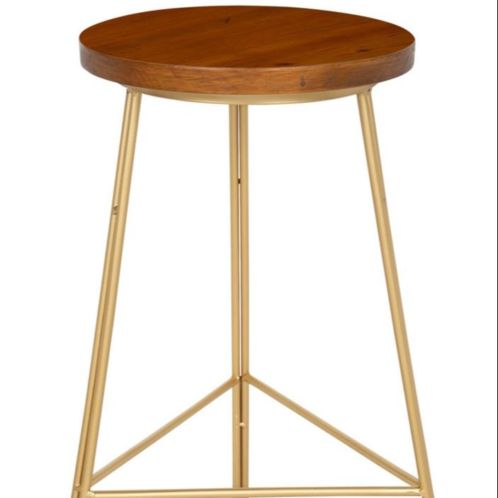 Bar Chair Golden/Brown Color Furniture Chair, Iron & Mango Wood