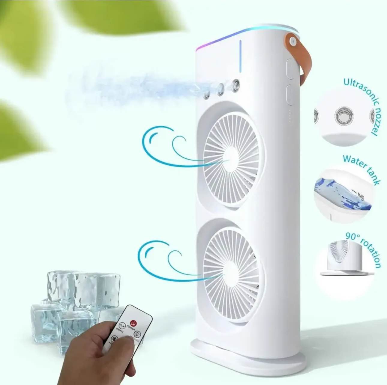 USB Rechargeable 3 in 1 Desk Double Head Spray Mist Fan Portable Space Cooler Humidifier Air