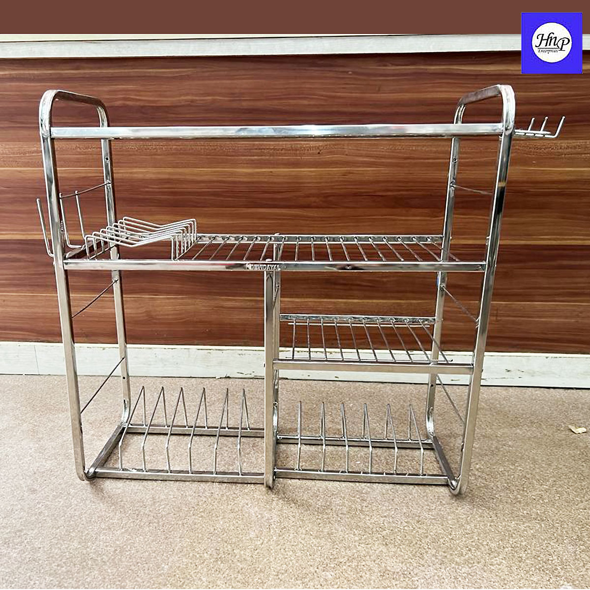 DeviDayal Stainless Steel Heavy Gauge Rod Kitchen Utility Rack -4 Layer ( 30" x 30")