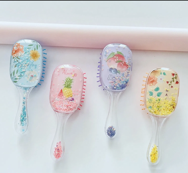Glitter Transparent Design Detangling Hair Brush (Pack of 1)