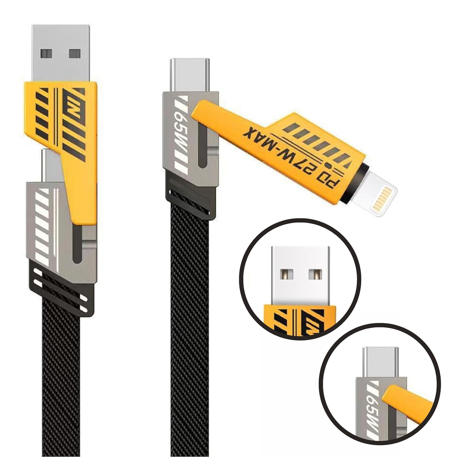4 in 1 Multi Charging Cable,1M Dual Head USB Cable for iPhons & Androids,, 4 in 1 Multi Charger Cable Type C to Lightning, Super Fasst USB A/USB C to Type C [65W]/PD [27W] Nylon Braided Data Cable