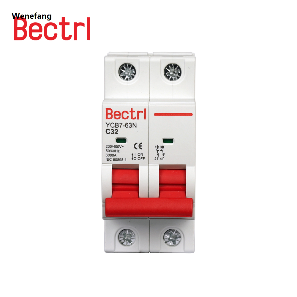 Wenefang AC MCB YCB7-63N C Curve 230/400V~ 50HZ/60HZ Mini Circuit Portable Breaker 1P 2P 3P 4P 3A 6A 10A 16A 20A 25A 32A 40A 50A 63