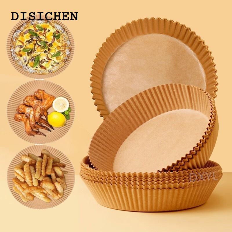 DISICHEN Luxury Airfryer Disposable Trays 16/20CM Air Fryer Paper Oil-proof Basket For Airfryer Bin Paper Kitchen Air Fryers Baking Paper FilterHats Caps
