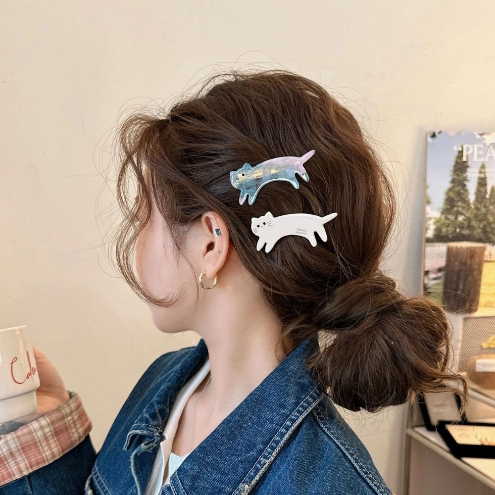 Creative Kitten Cat Shaped Hair Clip Geometry Animals Hairpin Headwear Hair Accessories Cute Side Clip Girls