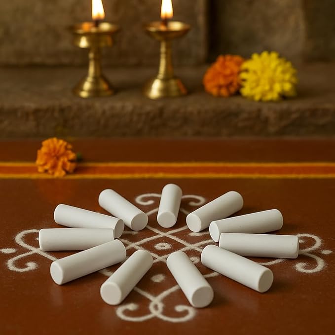 FR-KG Pack of 1 Box of White Colored Chalk Pieces for Black Board / Rangoli Floor Designs