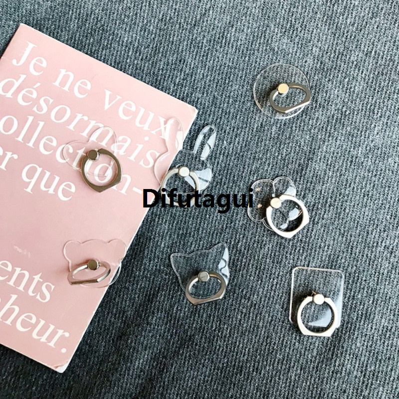 Difutagui Mobile phone accessories ring mobile phone metal ring mobile phone Sales promotion acrylic ring bracket 360 lazy support transparent crystal buckle