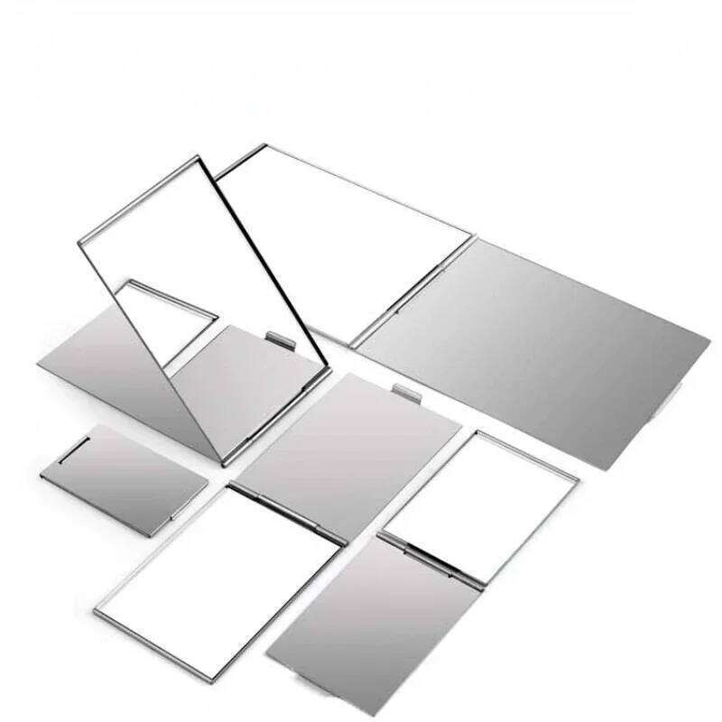 Foldable Plating Mini Square Makeup Vanity Portable Hand Mirrors Double-sided Compact Pocket Mirror