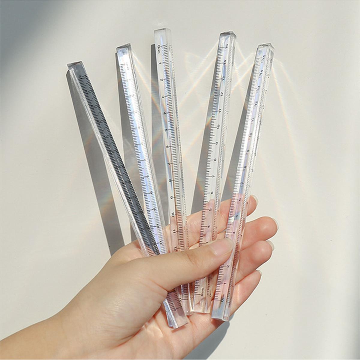 RHS Online 1PCS Transparent Triangle Ruler Cute 15cm Paint Drawing Measuring Ruler For Artists Designers Student Stationery
