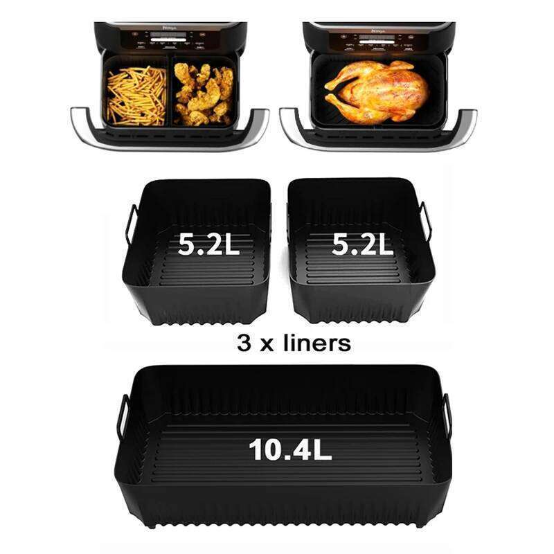 Hot Rectangle Silicone for Ninja DZ071/AF500UK Basket Replacement Dishwasher Safe Air Fryer Liners