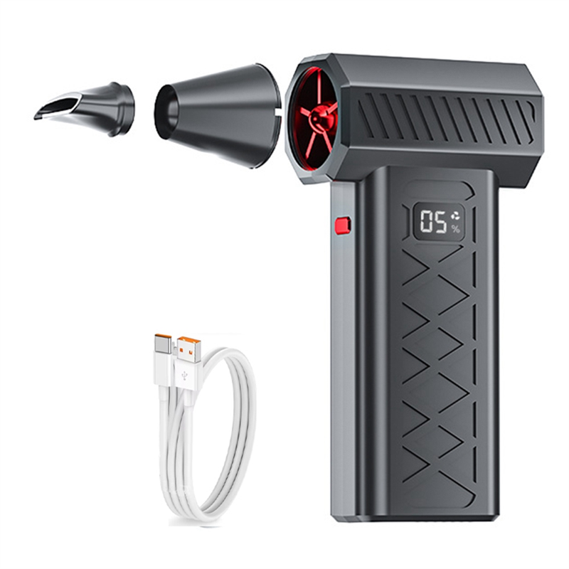 High- 130000RPM Electric Air Duster 6-Gear Speed Portable Dust Blower LED Light Safety Hammer Mini Turbo Fan