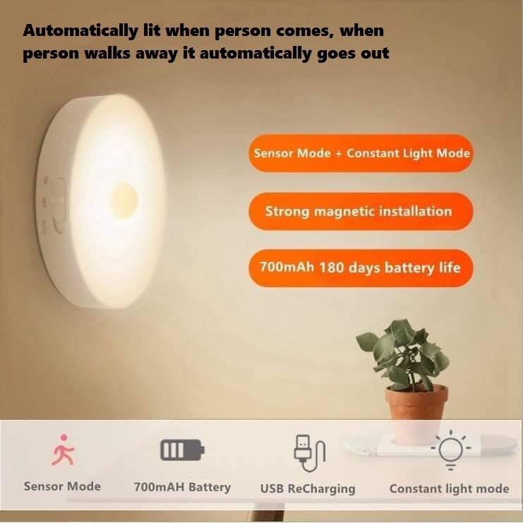 Motion Sensor LED Light USB Charging PIR Human Body Induction Lamp Bedroom Light