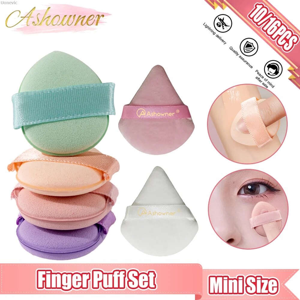 NEW Uonevic Professional Makeup Tools Concealer Powder Pads Finger Puff Set【HOT】 Portable Ashowner Mini Air Makeup Sponge Facial Makeup Base Detail Puff