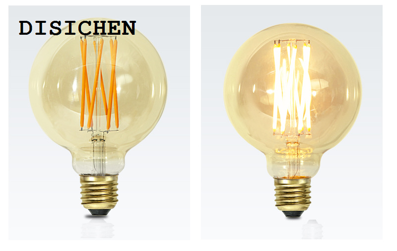 DISICHEN High Quality LED Edison Filament Light Retr Bulb Brown Golden T45 G80 G95 G125 4W 8W 2700K E27 AC 220V 110V Dimmer Restaurant Bedroom