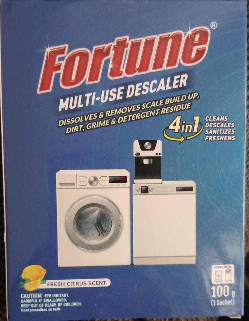 Fortune Multi-Use Descaler Powder - 4 in 1 Cleaning Formula - Removes Limescale, Dirt & Detergent Residue - For Washing Machine & Dishwasher - 100g (1 Sachet)