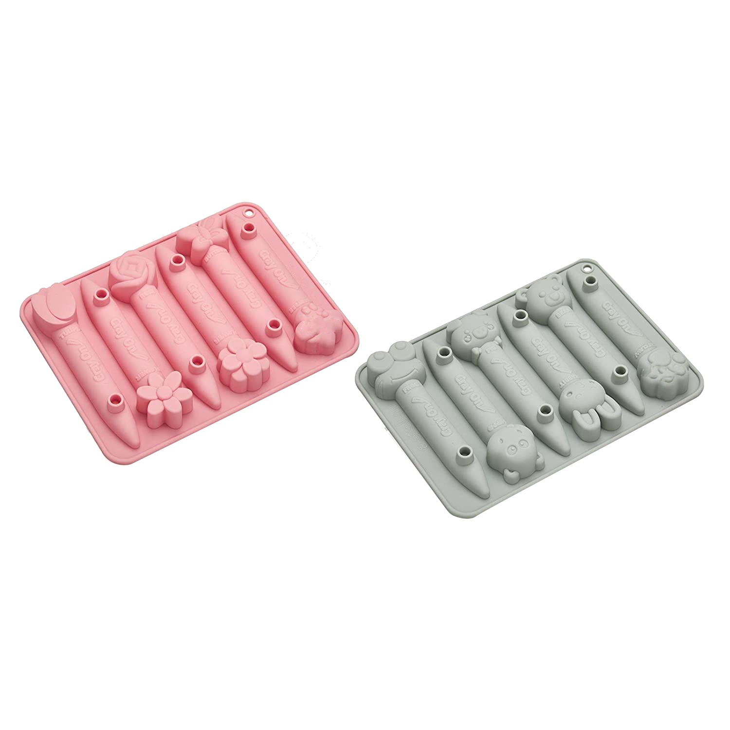 NAMUNY 4 Pack Assorted Crayon Mold Cavities 3D Crayon Silicone Mold Triangle Crayon Mold Silicone Chocolate Making Mold