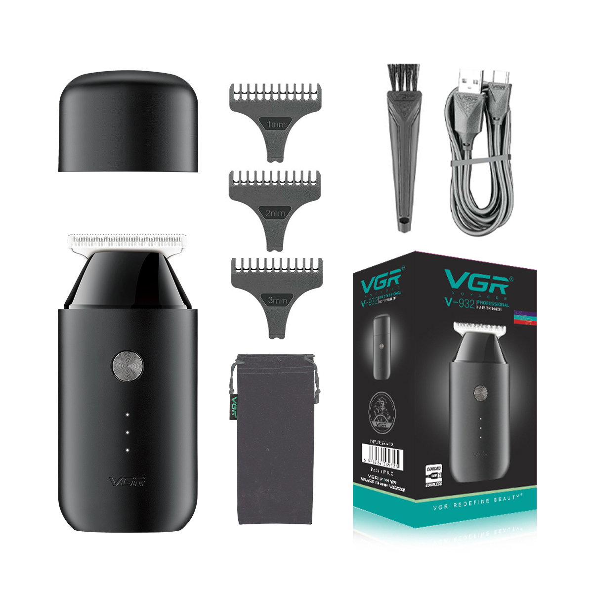 VGR V-932 Mini Hair Clipper - Cordless Beard Trimmer for Men