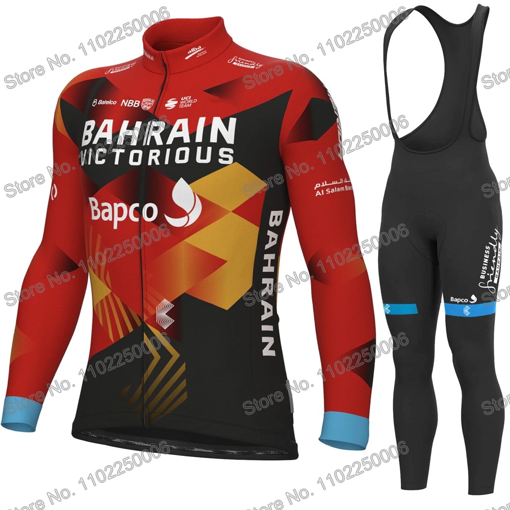 2023 Bahrain Victorious Cycling Clothing Winter Cycling Jersey Men's Set Autumn Road Bike Shirt Suit MTB