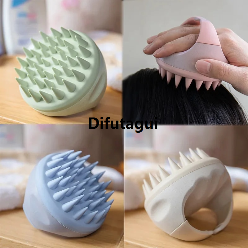 Difutagui New specials Scalp Brush Massager Sculp Scrubber Brush Wheat Straw Biodegradable Affordable Silicone Shampoo Brush Hair Scalp Massager For Hair Growth