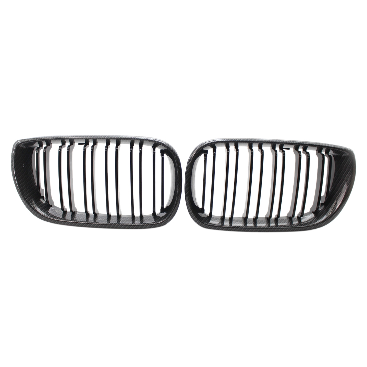 OYPFXMI 1 Pair Carbon Fiber Black Double Line Kidney Grille For E46 325I 325Xi 330Xi 2001-2005 51137030545 51137030546