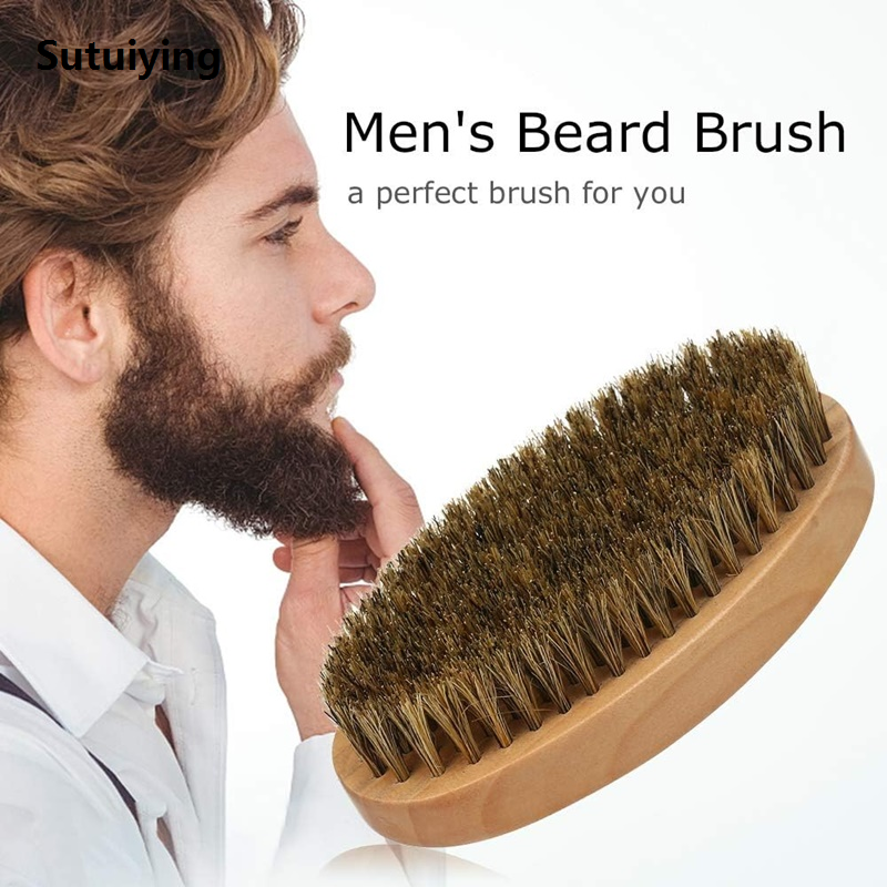 Sutuiying Men's Hair Styling Comb Neck Cleaning Brush - Wooden Bargain price Boar Bristle Barber Brush for Beard Hair Grooming