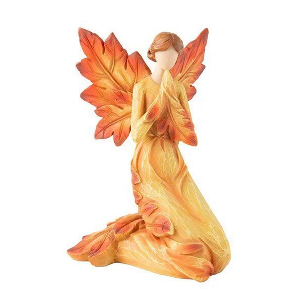 Autumn Maple Leaf Angel Statue Desktop Ornaments,Kneeling Angel
