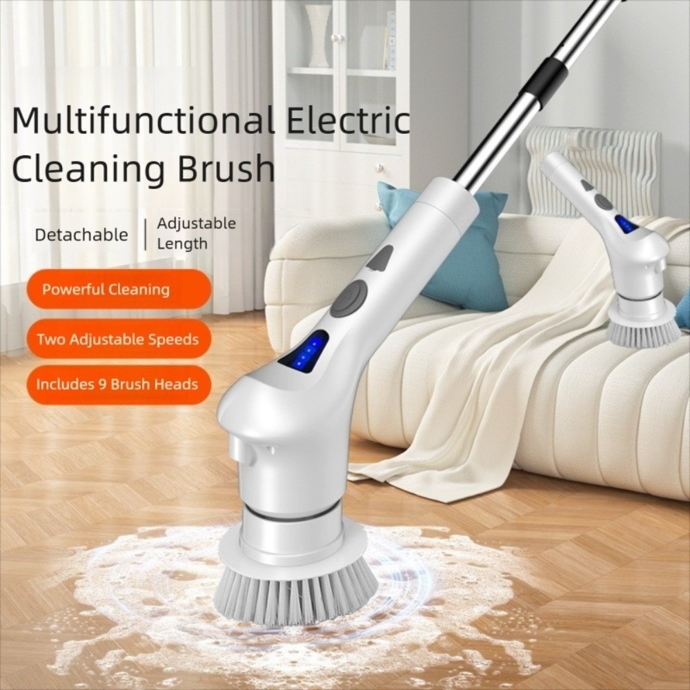 Quality Buy 1 take 9 Electric Cleaning Brush LED Multi-functional Floor Cleaning Brush Cordless Handheld Cordless Cleaning Brush Bathroom