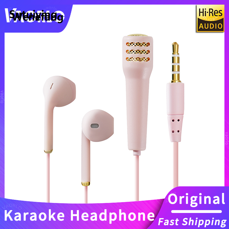 Wenefang Sutuiying Mini Karaoke Wired Earphone HD Mic All-in-one Stereo 3.5mm AUX in-Ear Sales promotion New style Headset K-Song Headphone For Singing Live Broadcast Music
