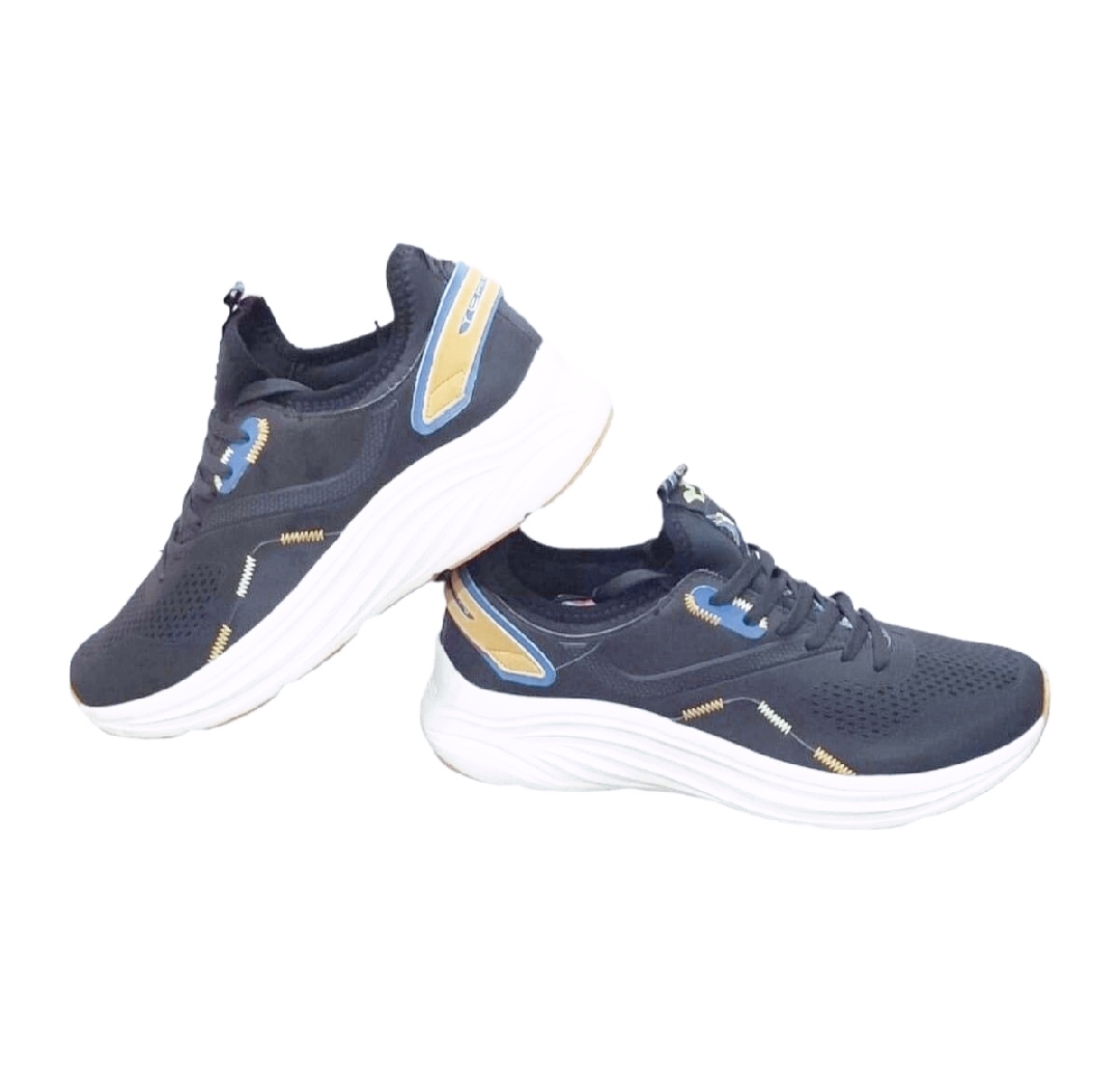 Yearcon Black elastic Solid Design Laceup Shoes For Men (M65)