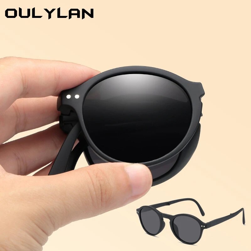 Oulylan New Women Round Sunglasses 2022 Trending Product Black UV400 Classic Foldable Eyewear Men Retro Mirror Red Sun Glasses Dinner Ronvsa
