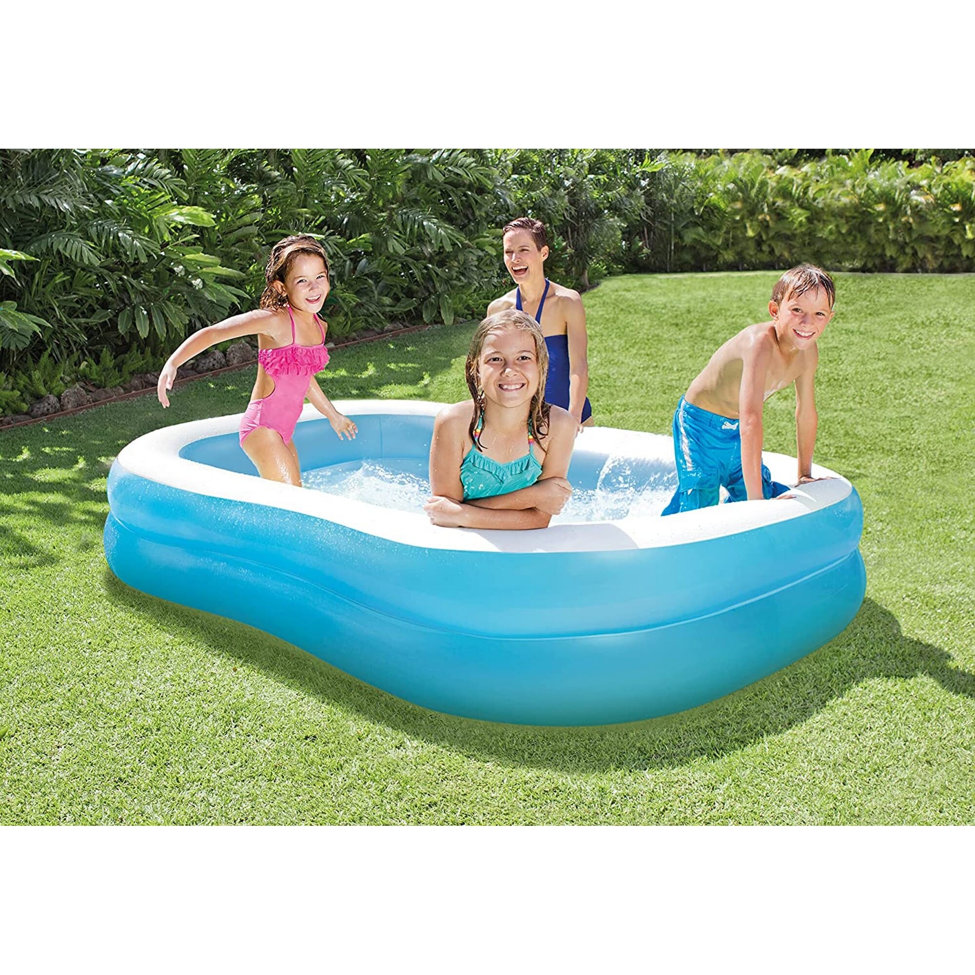 Intex 3 Air Chambers Superior Quality Baby Swimming Water Pool - 2.03M x 1.52M x 48cm | Portable Swimming Pool With Pump For Kids