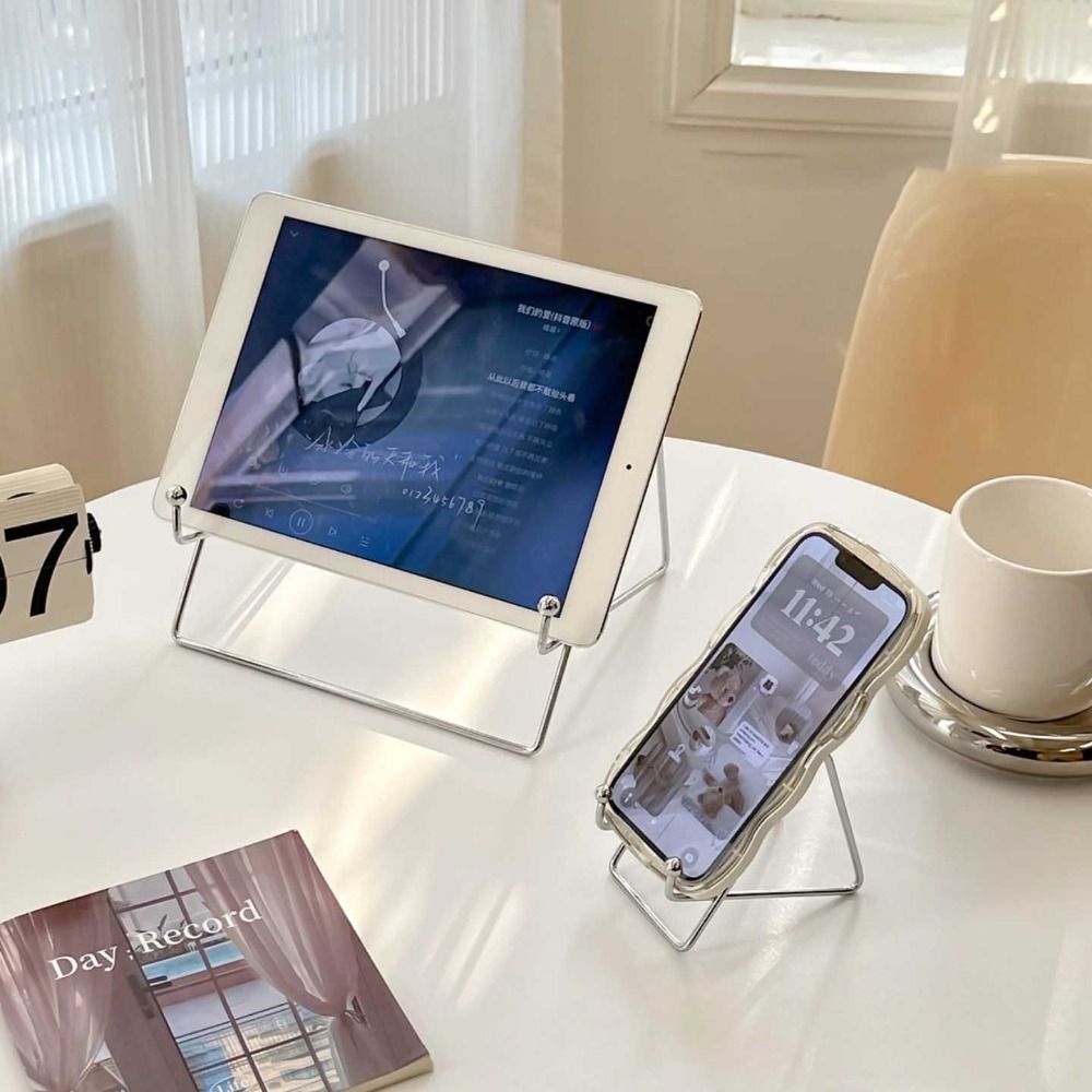 New Ins Style Metal Flat Support Creative Silver Desktop Support Portable Desktop Ornaments Book Reading Stand