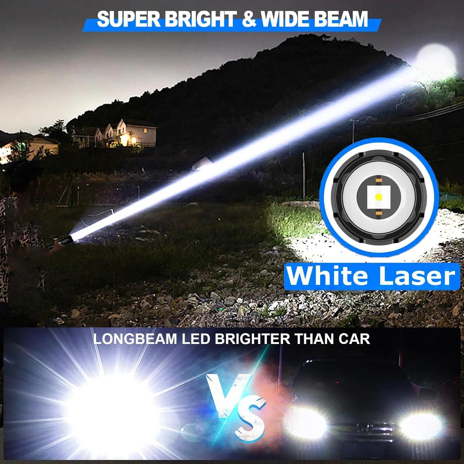 2025 Rechargeable GT10 Flashlight Super Bright Portable Ultra Power Long Range Tactical Torch Lamp Outdoor Emergency Camping Lantern
